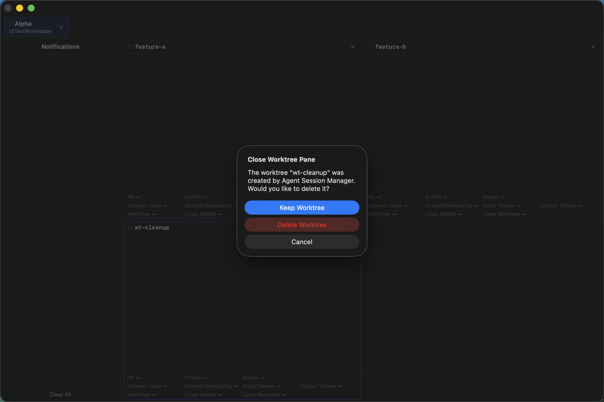 Managed worktree cleanup prompt in Agent Session Manager
